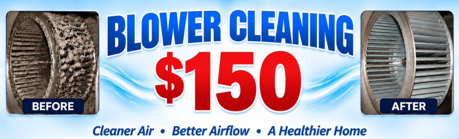 Blower cleaning service for $150 with before and after photos